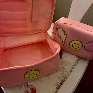 Pink travel make up tote.